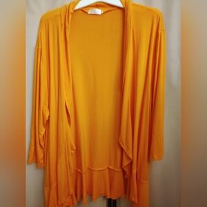 Blue Time Women's Open-Front Draped Cardigan in Vibrant Orange